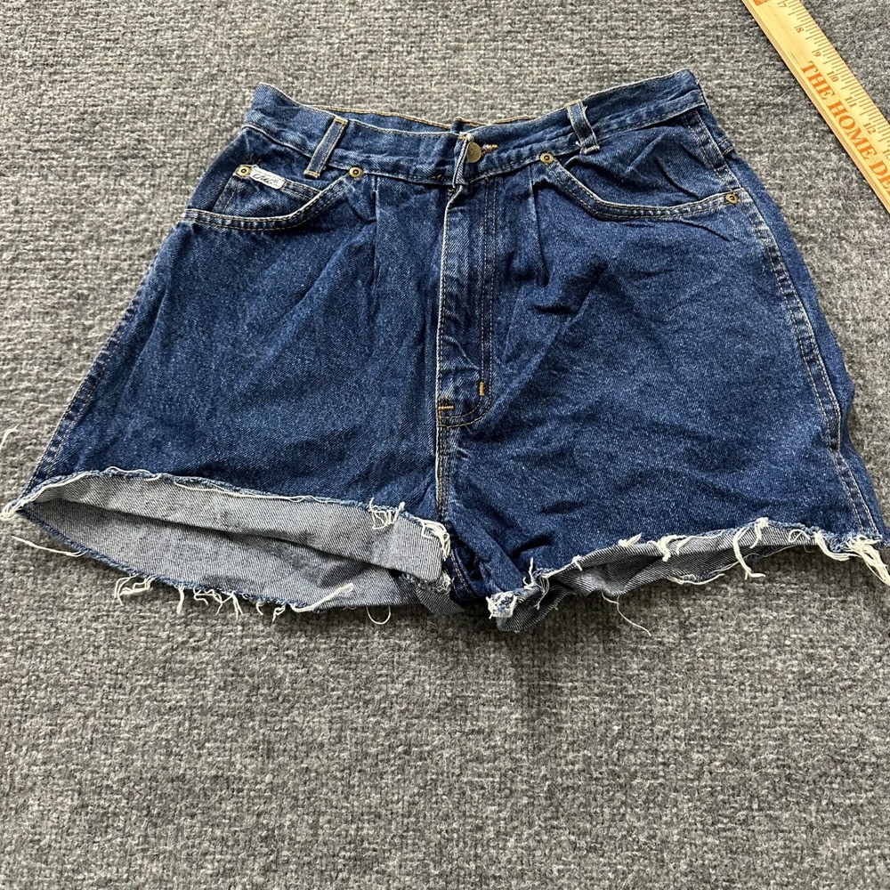 Chic Denim Shorts Womens Size 10 Blue Cotton High Waisted Pleated Cut Off USA